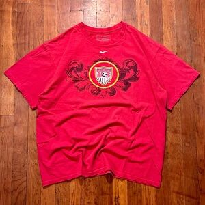 Vintage USMNT Nike Center Swoosh Soccer Futbol Double Sided Red T-shirt L